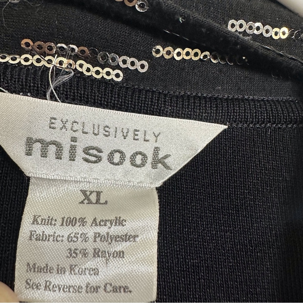 Misook Sequin Shawl Collar Open Front Blazer Card… - image 3